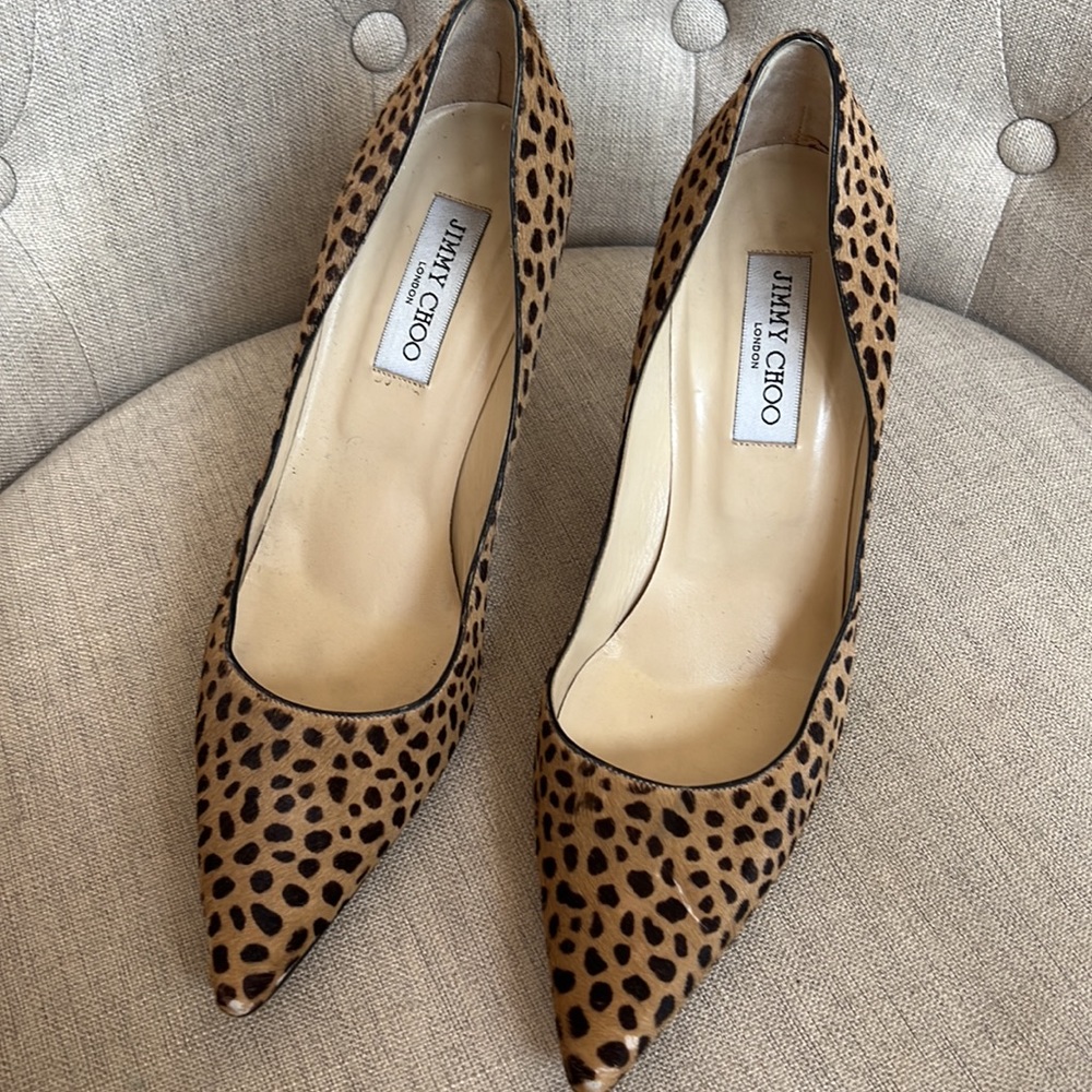 Jimmy Choo Elevens in Leopard size 40.5 Animal print Cheetah pony hair heels - Picture 14 of 16